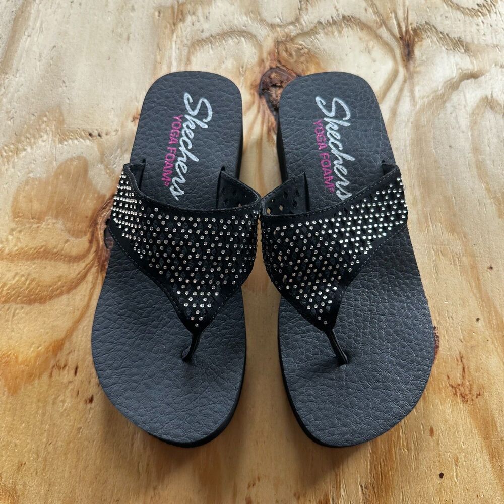 Skechers Yoga Foam Bedazzled Wedge Sandals - Size 7